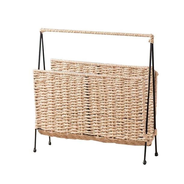 Cesta de Almacenamiento de Libros Tejida, Estante Rústico Multiusos de 14x2x14 Pulgadas, para Baño, Decoración de Oficina, Habitación Decorativa