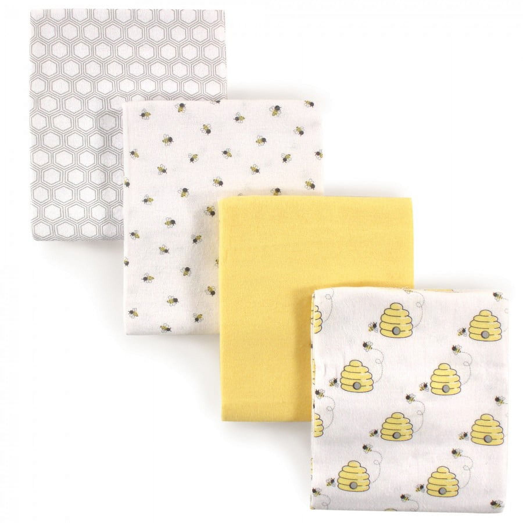 Hudson Baby Infant Cotton Flannel Receiving Blankets, Bee