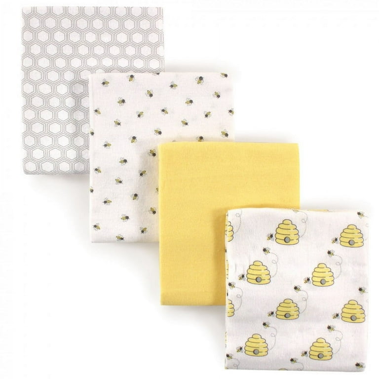 Hudson Baby Infant Cotton Flannel Receiving Blankets, Bee, One