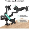 thumbnail image 4 of Triple Monitor Desk Mount, 3 Screen Arms for Flat/Curved Screens  to 27 inch, Hold  to 17.6lbs Each, Fully Adjustable Gas Spring Monitor Stand, VESA 75x75/100x100, 4 of 8