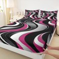 thumbnail image 3 of Manfei Pink Stripes Adult Bed Sheets, Abstract Ombre King Sheets, Chic Geometric Artwork Sheet Set, Lightweight Room Decor, 4-Piece, 3 of 7