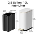 thumbnail image 6 of KSSKSS 2.6 Gallon/10L Slim Stainless Steel Bathroom Trash Can with Soft Close Lid, for Narrow Spaces,Bathroom, Bedroom (White), 6 of 8