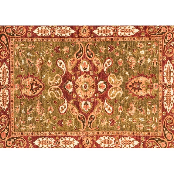 Ahgly Company Indoor Rectangle Geometric Orange Traditional Area Rugs, 2' x 3'