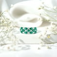 thumbnail image 4 of Rosec Jewels Lab Grown Emerald 3 Row Wedding Band for Women - AAAA Quality - Certified Emerald Diamond Ring - with Jewelry Box, 10K White Gold, US 3.00, 4 of 9