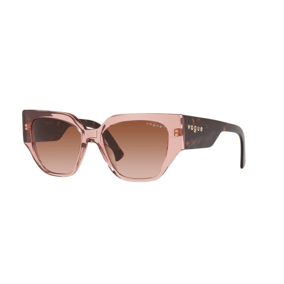 Vogue Eyewear Woman Sunglasses Transparent Pink Frame, Brown Gradient Lenses, 52MM