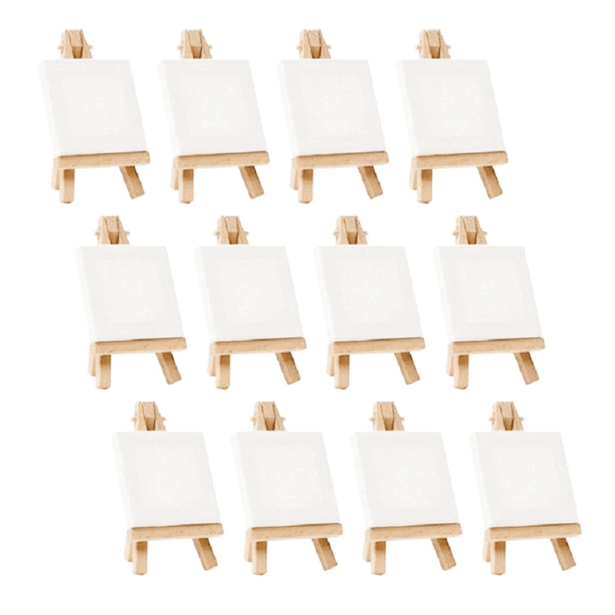 36Pcs Artists Mini Easel +3 Inch X3 Inch Mini Canvas Set Painting DIY Drawing Small Table Easel for School,36 x Mini Easel 36 x canvases,Wood color