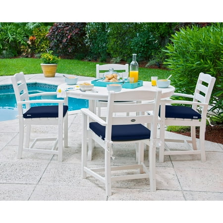 POLYWOOD® La Casa Cafe Dining Set with Cushions - Seats 4 - White / Navy