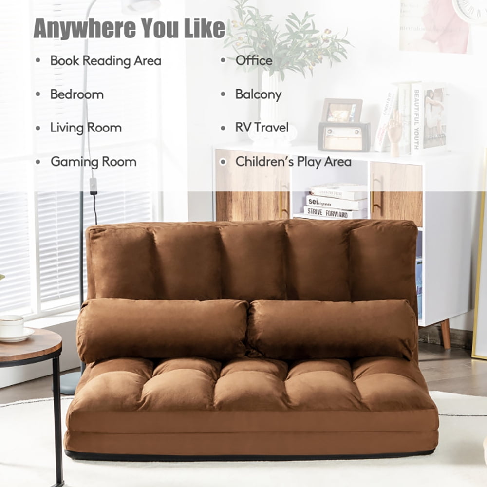 Finihen Fold Sofa Bed, Fold Out Couch, 6-Position Foldable Floor Sofa Bed with Detachable Cloth Cover, Washable Cover, Brown Finihen Fold Sofa Bed, Fold Out Couch, 6-Position Foldable Floor Sofa Bed with Detachable Cloth Cover, Washable Cover, Brown