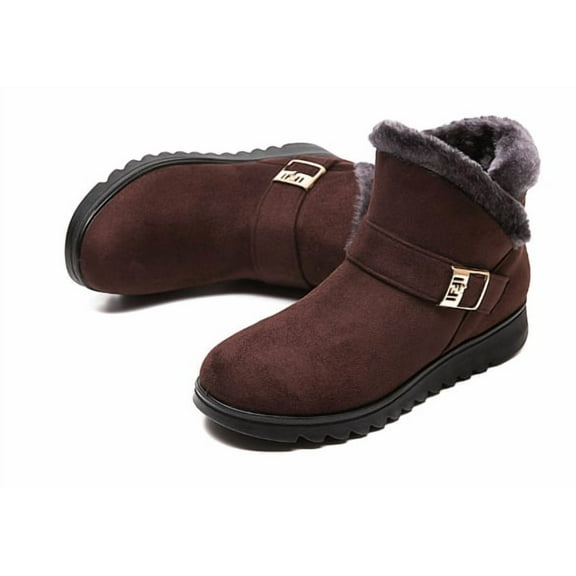 Women's Ankle Boots with Faux Fur Cuff - Lightweight & Warm Winter Casual Footwear