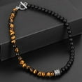 thumbnail image 5 of Hermah Natural 8mm Tiger Eyes Jasper Polar Jade Beaded Necklace for Men Toggle Clasp Necklace, 5 of 5
