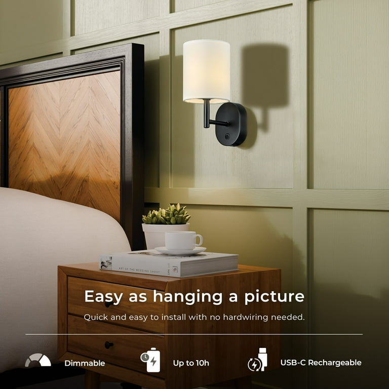 Globe Electric 10.5" Matte Black Rechargeable Wall Sconce photo 5