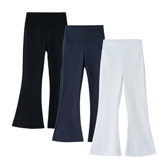 HAiming 3PCS Girls Cotton Flare Legging Tight Strenchy Casual Soft Elastic Waist Pants Sports Trousers