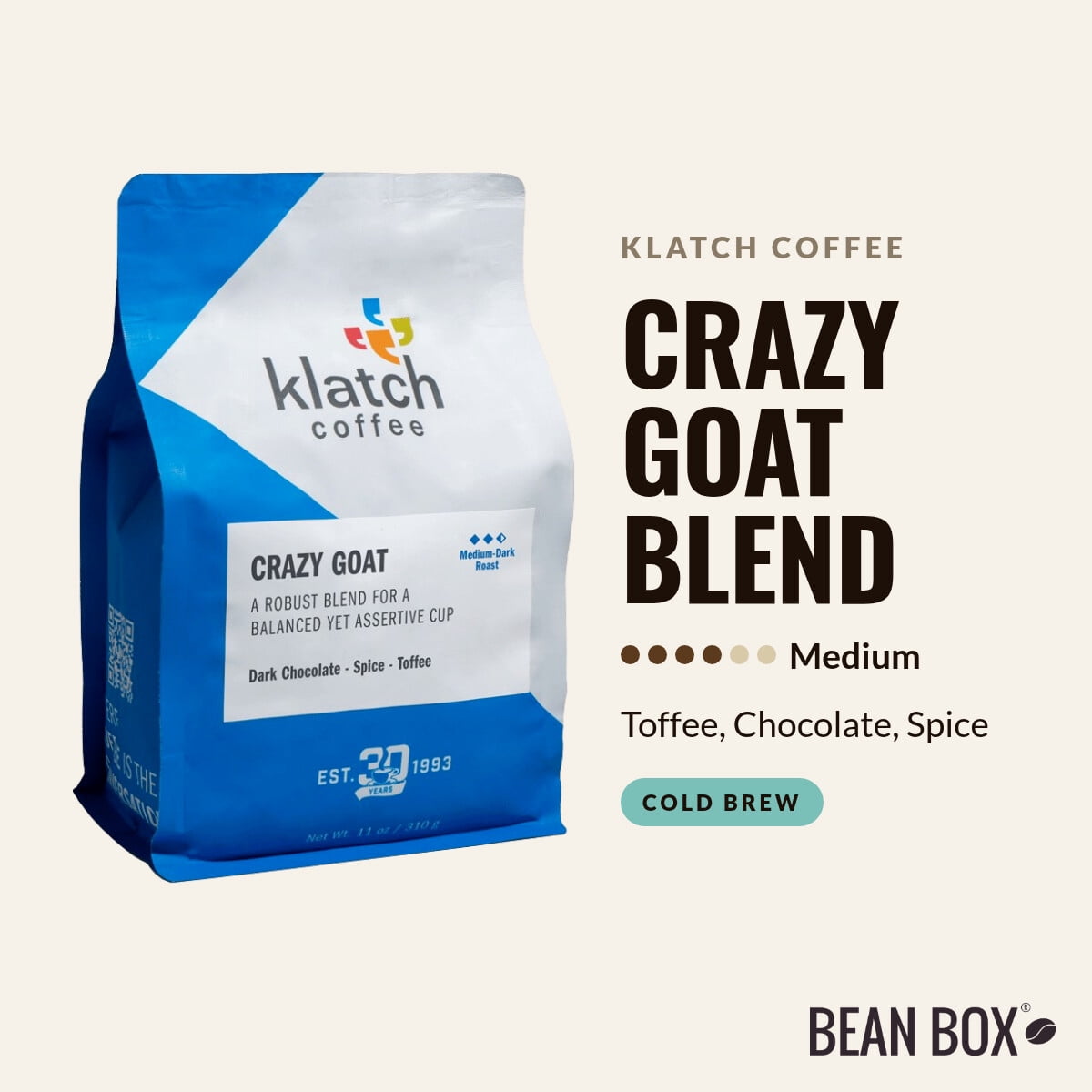 Crazy Goat Blend - Roasted by Klatch Coffee - Whole Bean Coffee - 2lb Bag