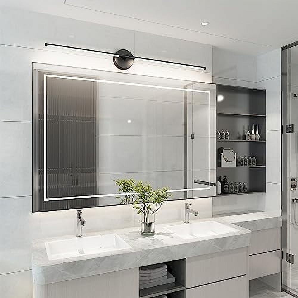 Ralbay 40inch Modern Black Vanity Light,30W LED Light Bar 360° Rotatable Matte Bathroom Wall 5000K White, 39.4 inch-30W