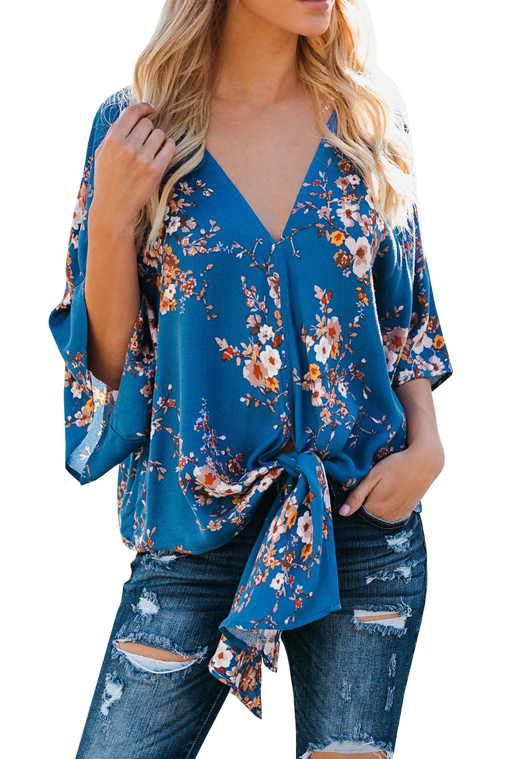 deep v tie front top