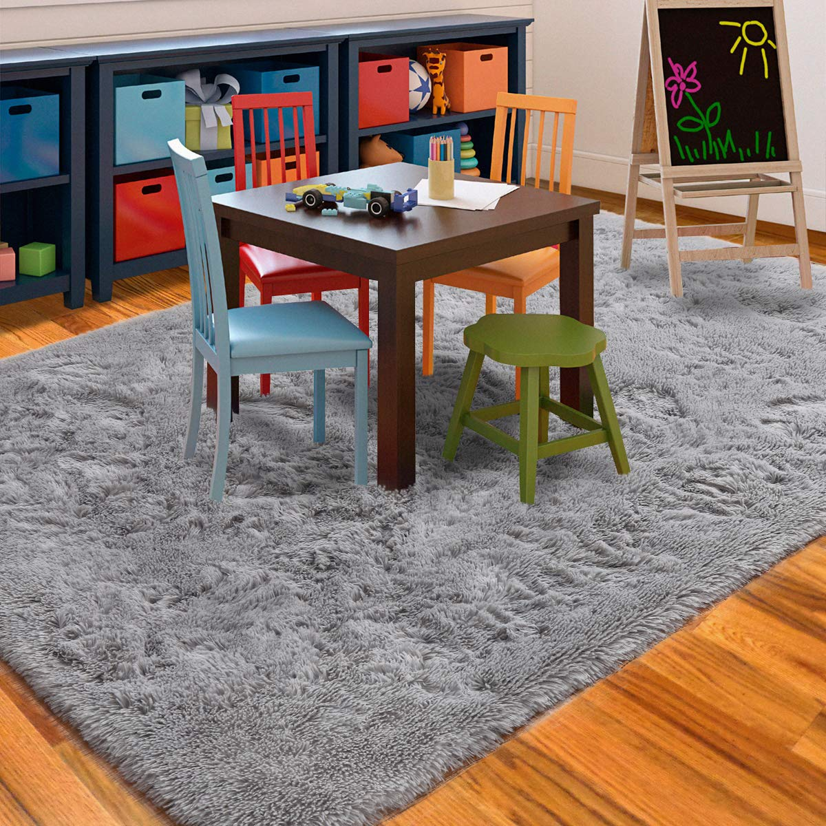 Soft Area Rug Furry Plush Carpet Bedroom Living Room Home Décor Floor Mat  Gray