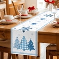 thumbnail image 5 of Blue Christmas Trees Table Runner 72 Inches Long Farmhouse Dress Scarves, Navy Winter Snowflakes Checkered Dining Tablerunner for Coffee Table/Kitchen Island/Party Décor, 13" x 72", 5 of 8