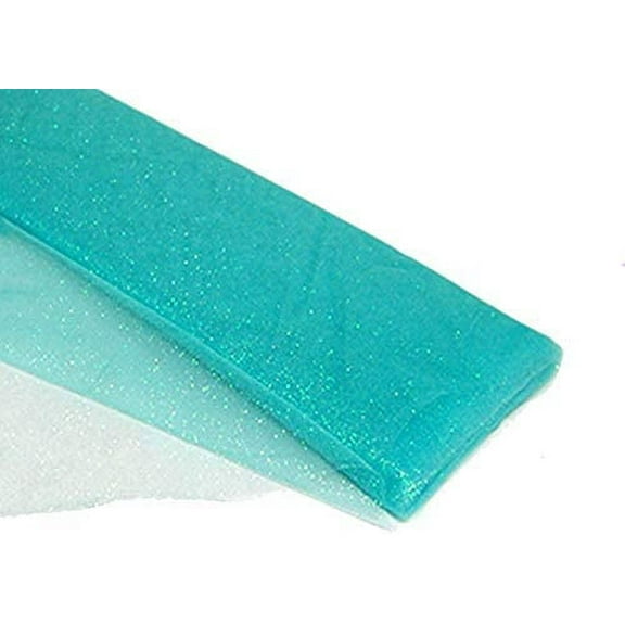 DECORATIVE SILK INC. tulle Glitter Fabric 54" by 10 Yards (30 ft) Tulle Bolt for Wedding, party and Decoration (AQUA-GREEN)