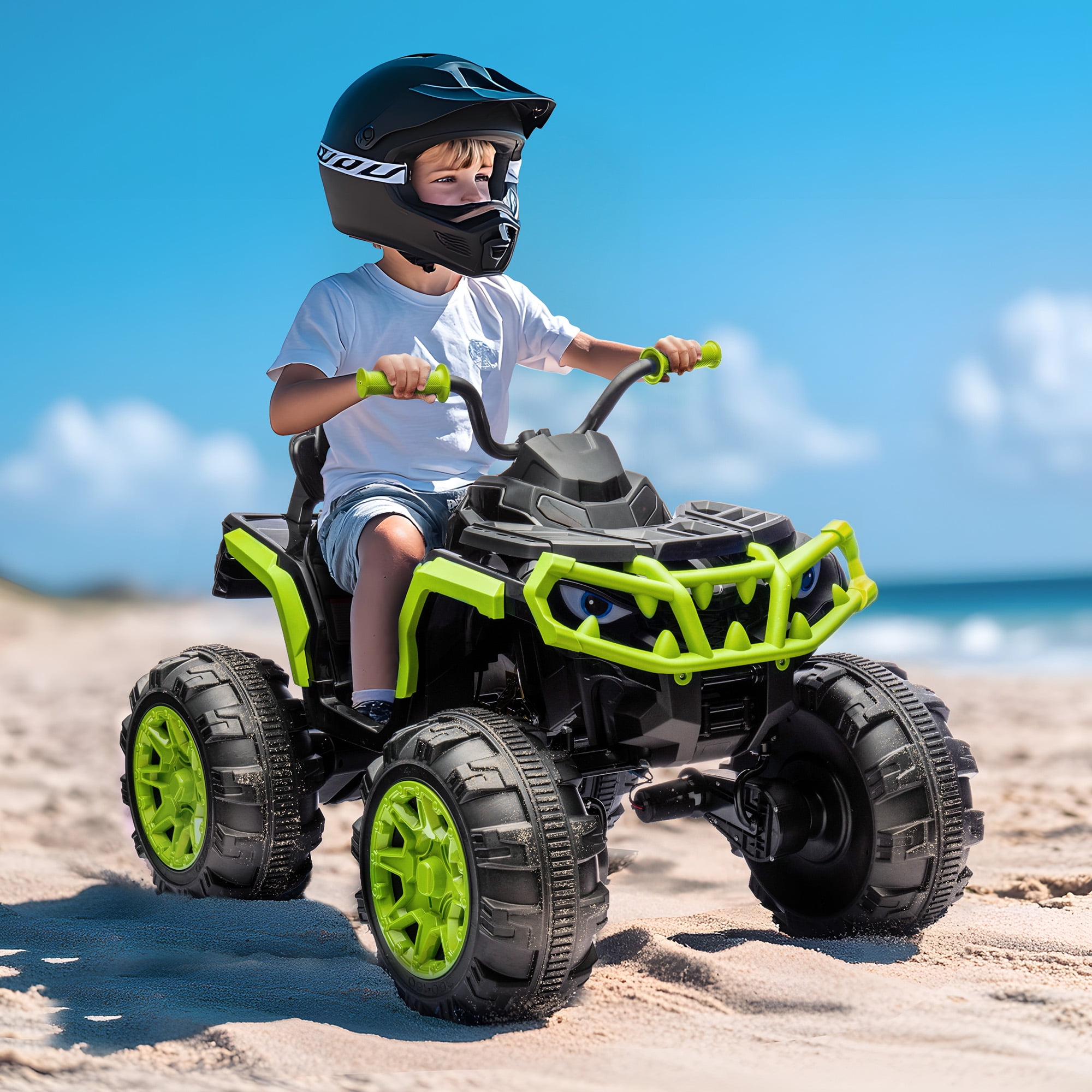 Hikiddo 24V Kids ATV 4-Wheeler, 24 Volt 4WD Ride on Toy for Big Kid w/ 4x200W Motor, 5.6Mph Max Speed - Green