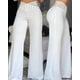 thumbnail image 2 of Women Wide Leg Flared Pants Autumn Casual Crisscross Sheer Mesh Patch High Waist Trousers Y2k Streetwear Elegant Work Pant, 2 of 4