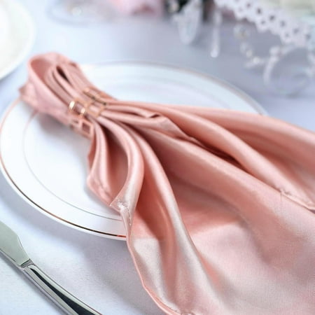 

5 Pack | Dusty Rose Seamless Satin Cloth Dinner Napkins Wrinkle Resistant | 20 x20 - Case of 500 Napkins
