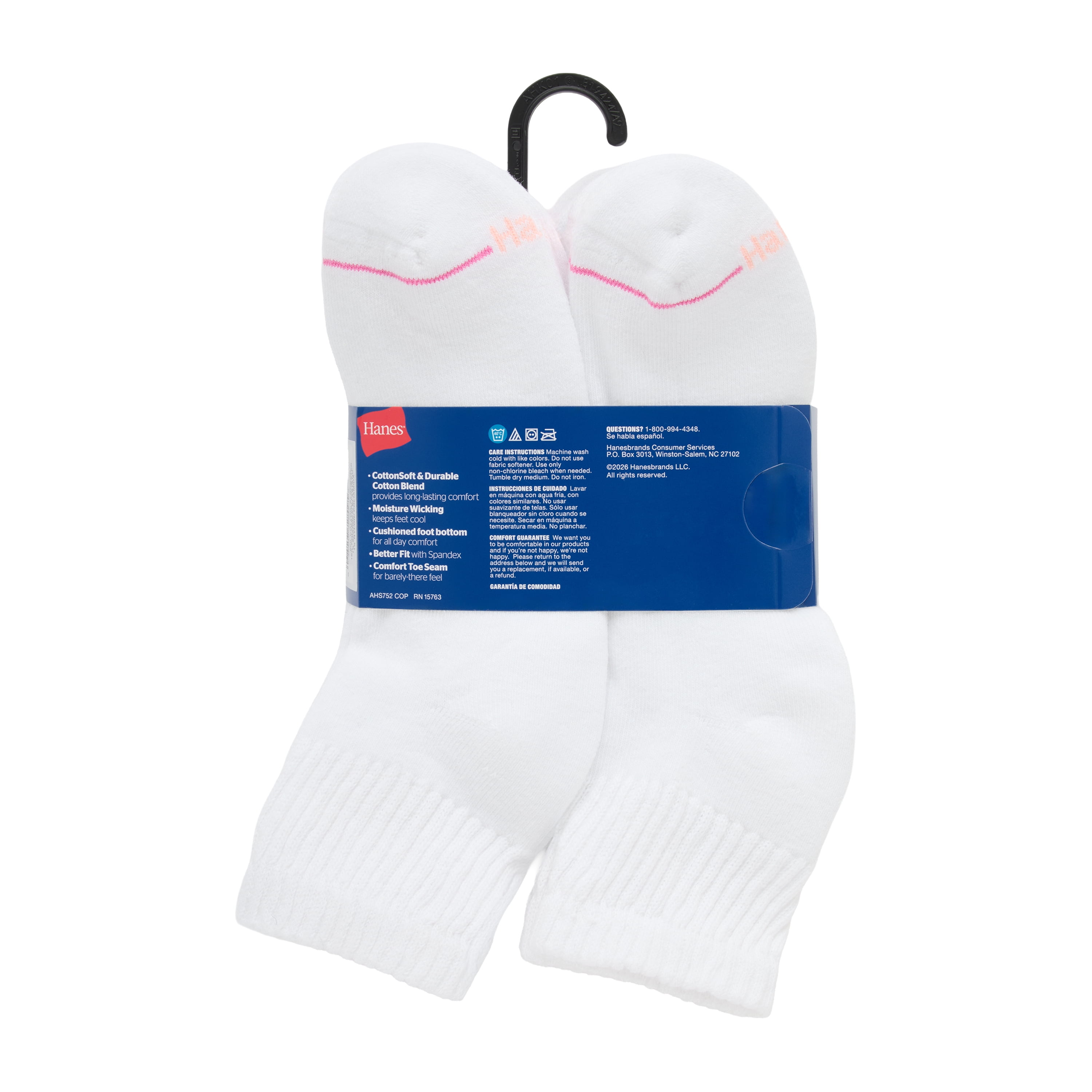 Hanes Womens CottonSoft Ankle Socks, 10-Pack, Size 8-12