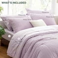thumbnail image 5 of Seersucker Lavender King Size Comforter Set, 7-Piece All Season Lightweight Bed in a Bag Bedding Set with Comforter, Flat Sheet, Fitted Sheet, Pillowcases and Shams | Soft,Breathable, Lightweight, 5 of 7