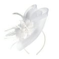 thumbnail image 2 of Baberdicy Bridal Hair Clip - Elegant Feather Fascinator - Wedding Headpiece - Mesh Flower Design - Women's Elegant Hat Strap Flower Mesh Party Hat Hair Clip White,One Size, 2 of 7