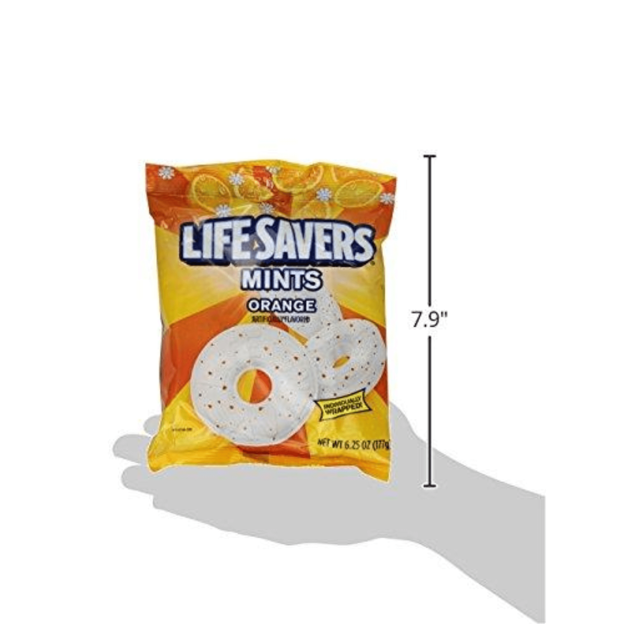 LIFE SAVERS ORANGE MINT Bag 6.25 Ounce Fresh Individually Wrapped (Pack of 12 BOXED CASE) Great For Convenience Stores Retailers Or Just Stock Up.