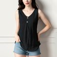 thumbnail image 2 of Inleife Fashion Women's Casual Sleeveless Blouse Solid Ladies V-Neck Button Tops, 2 of 6