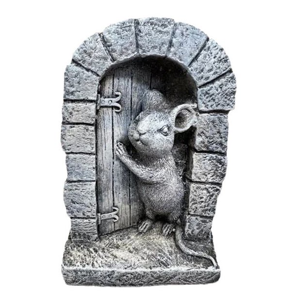 Mouse Gate Stone Statue | Resin mouse | Outdoor Garden Home | Animal decoration | Hang on the wall