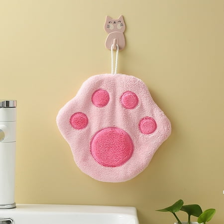 

Papaba Hand Towel Super Absorbent Breathable Durable Bathroom Cute Plush Appearance Hanging Hand Wipe Cloth