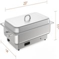 thumbnail image 3 of 9qt electric chafing dish set of 2-stainless steel food warmer con four half-size pans, 3 of 7