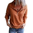 thumbnail image 1 of Sudadera lisa de manga larga con media cremallera para mujer, suéter deportivo informal suelto, Tops LingWen 8390606282583, 1 of 1