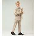 thumbnail image 2 of Boys Slim Fit 3-Piece Double Breasted Suit Set with Peak Lapel - Wedding, Formal Tuxedo-Jacket Pants Shirt, 2 of 5