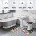 thumbnail image 6 of Roses Eucalyptus Leaf Bathroom Rugs Set Spring Watercolor Floral Walnut Wood Non Slip Absorbent Soft Bath Mats 3 Piece Set with Bathroom Rug, U-Shaped Floor Mat, Toilet Seat Cover Large Size, 6 of 9