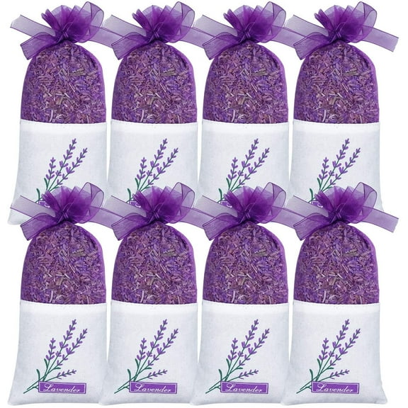 Lavender Sachet - Moth Repellent Sachets (8 Pack) Home Fragrance for Drawers and Closets. Natural Clothes Moths Repellant Dried Lavendar Flowers with Long-Lasting Aroma