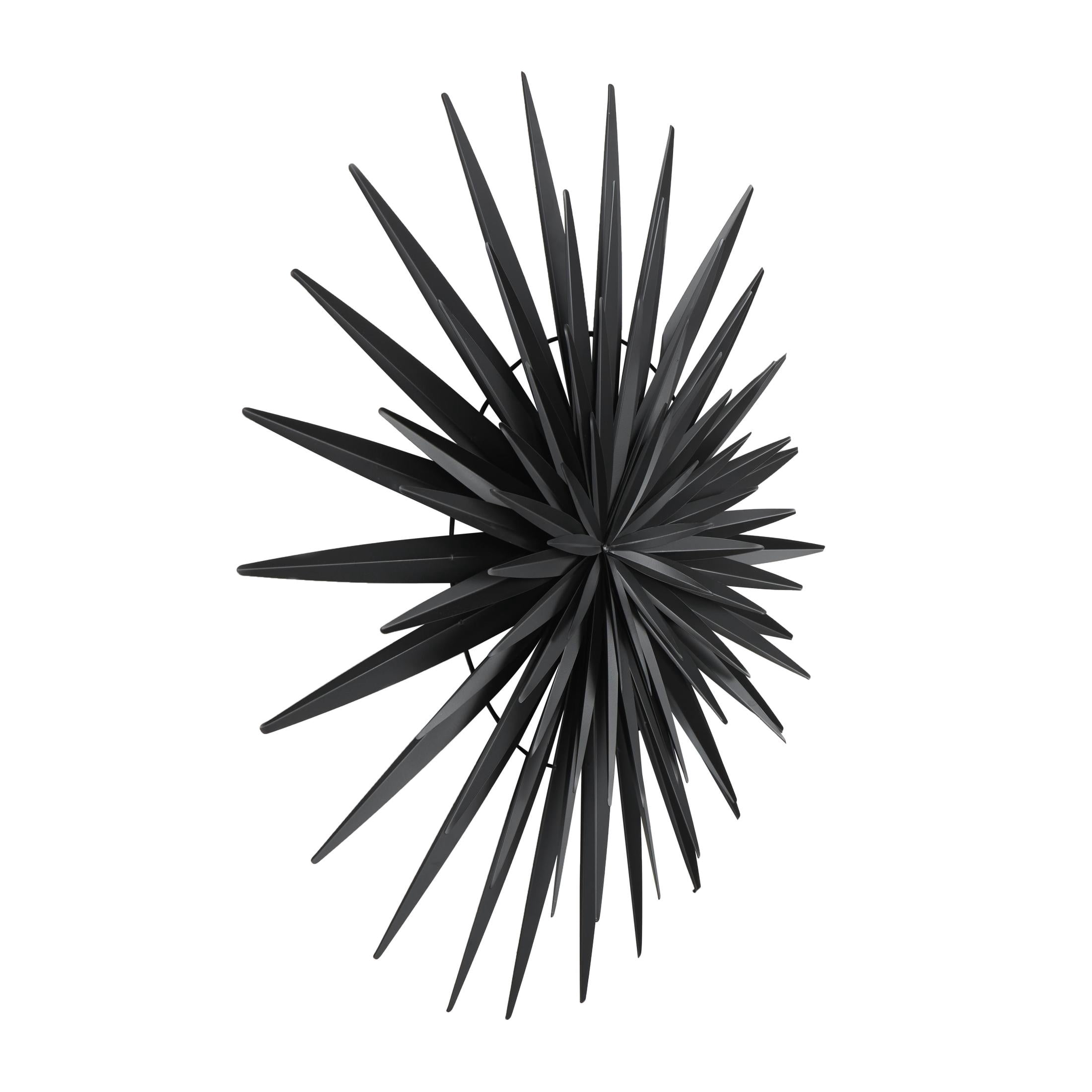 DecMode Black Metal Large Layered 3D Sunburst Wall Decor