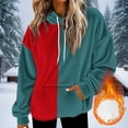 thumbnail image 2 of Yangnuo Womens Trendy Color Blocked Loose Hoodies 2025 Women's Fashionable Loose Casual Long Sleeved Sweatshirt Hooded Pocket Hoodie Solid Color Top, 2 of 5