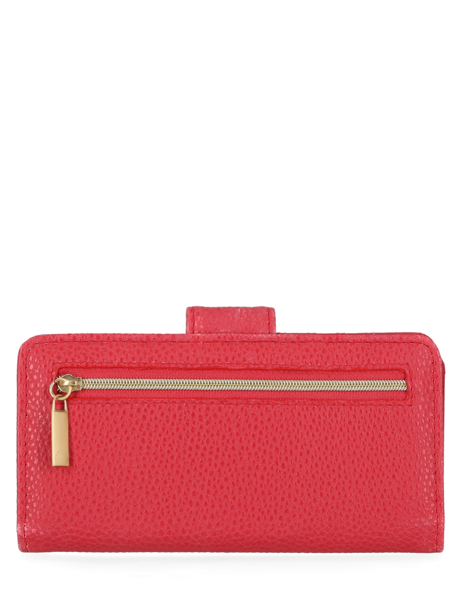 Time and Tru Women's Alexandra Slim Tab Wallet, Solid Red