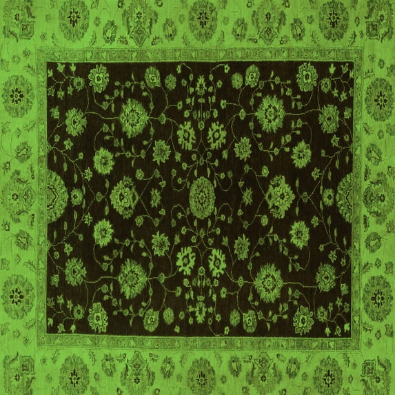 Ahgly Company Indoor Square Abstract Green Modern Area Rugs, 5' Square