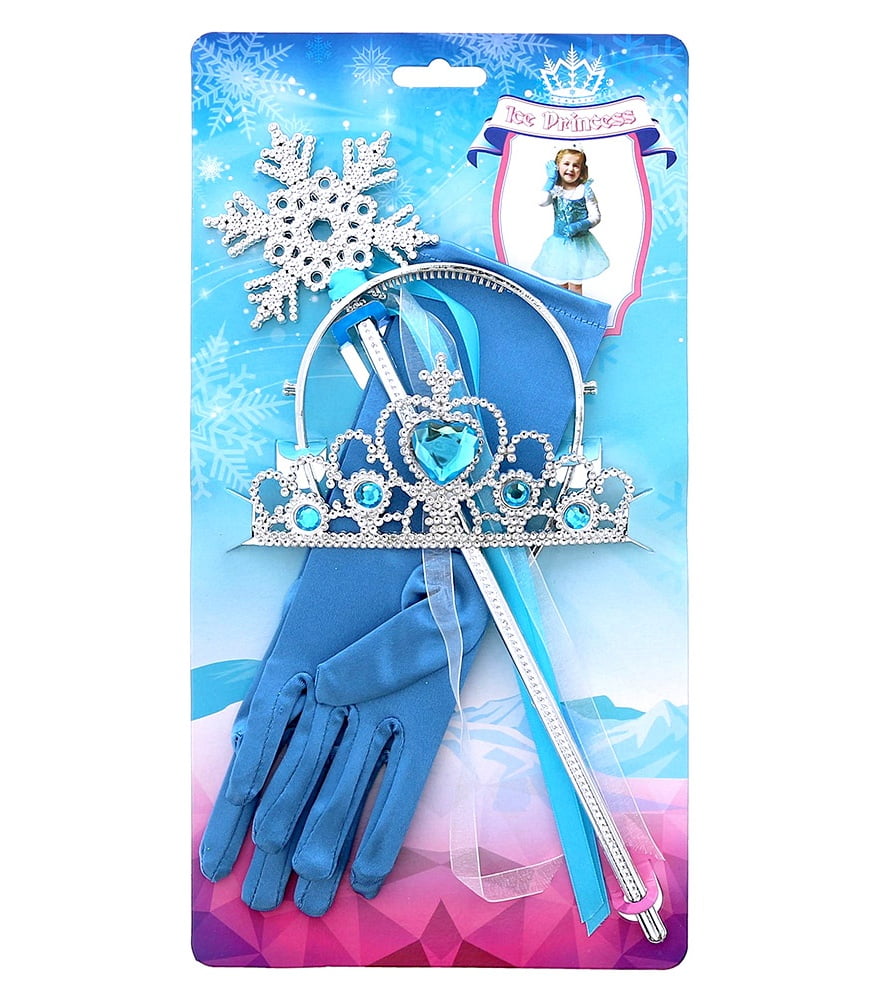 Pretend Play Mozlly Mozlly Blue Ice Princess Tiara Wand and Gloves Set 4pc Set