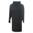 thumbnail image 4 of Women's Solid Elegant Stretchy Long Sleeve Turtleneck Sweatshirt Short Dress, Fall and Winter Casual Wear with Comfortable Fit, Versatile for Daily Use,Navy,M, 4 of 5