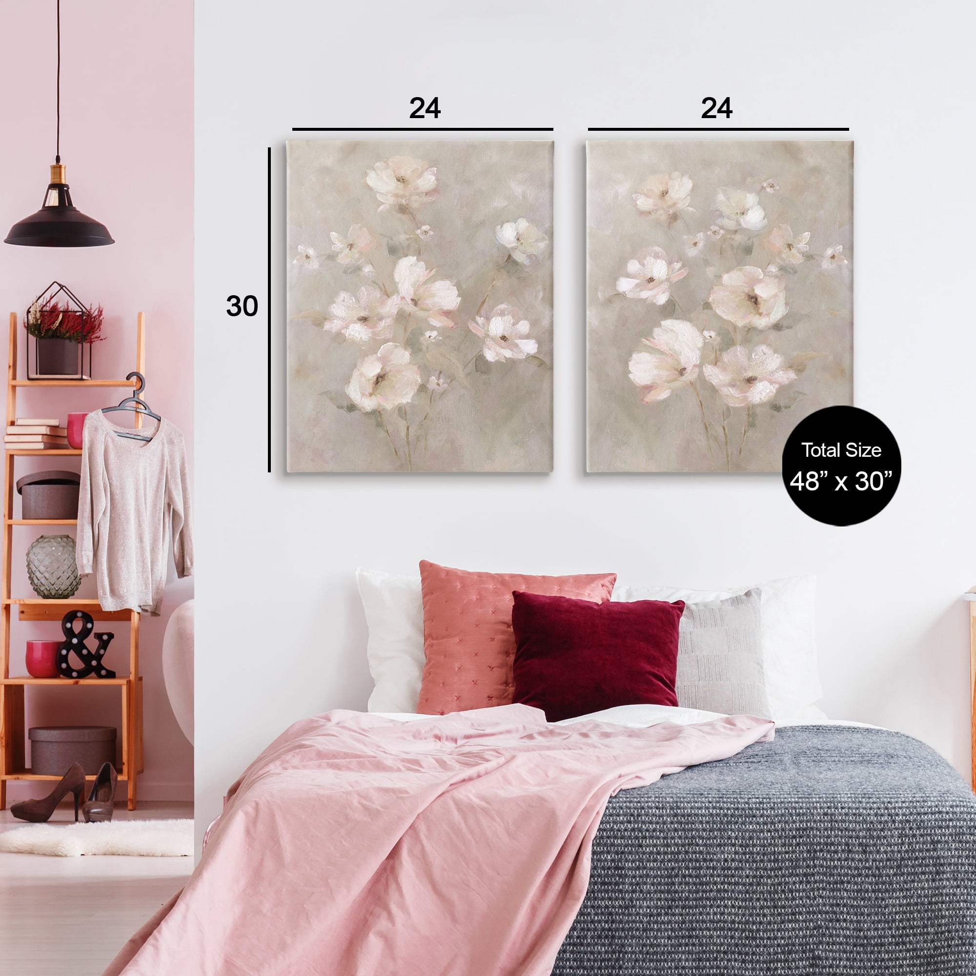 Stupell Industries Arranged Blush Blossoms 2 Piece Canvas Wall Art Set, design by Carol Robinson