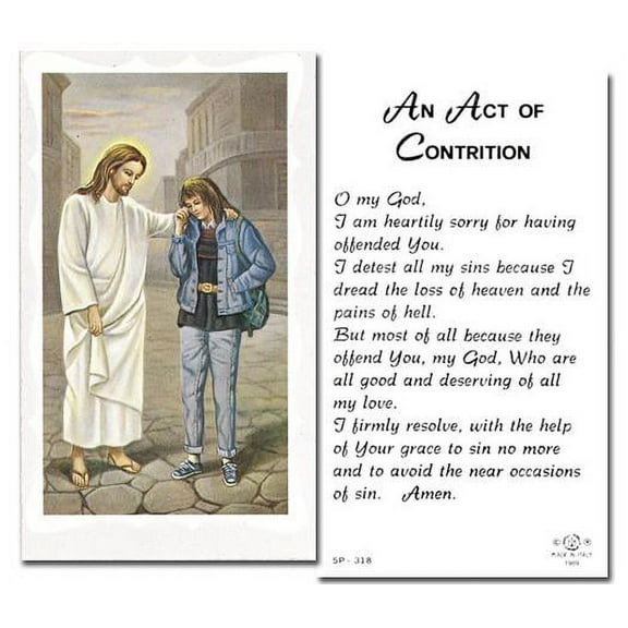 Act of Contrition-Girl Catholic Prayer Holy Card with Prayer on Back, Pack of 100