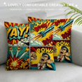 thumbnail image 3 of BCIIG  Superhero Throw Pillow Cushion Cover, Retro Comic Book Speech Bubbles Mock-Up Sound Effects Anger Brave Graphic, Decorative Square Accent Pillow Case,, 3 of 5