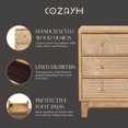 thumbnail image 4 of COZAYH Commode Champêtre à 3 Tiroirs, Table de Nuit Motif Anneau Rustique, Bois Naturel, 4 of 9