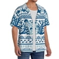 thumbnail image 4 of Naloa Sea Underwater Jellyfish Men's Loose Fit Cuban Collar Short-Sleeve Shirt with Button-down and Chest Pocket for Everyday Wear Outings - Large, 4 of 7
