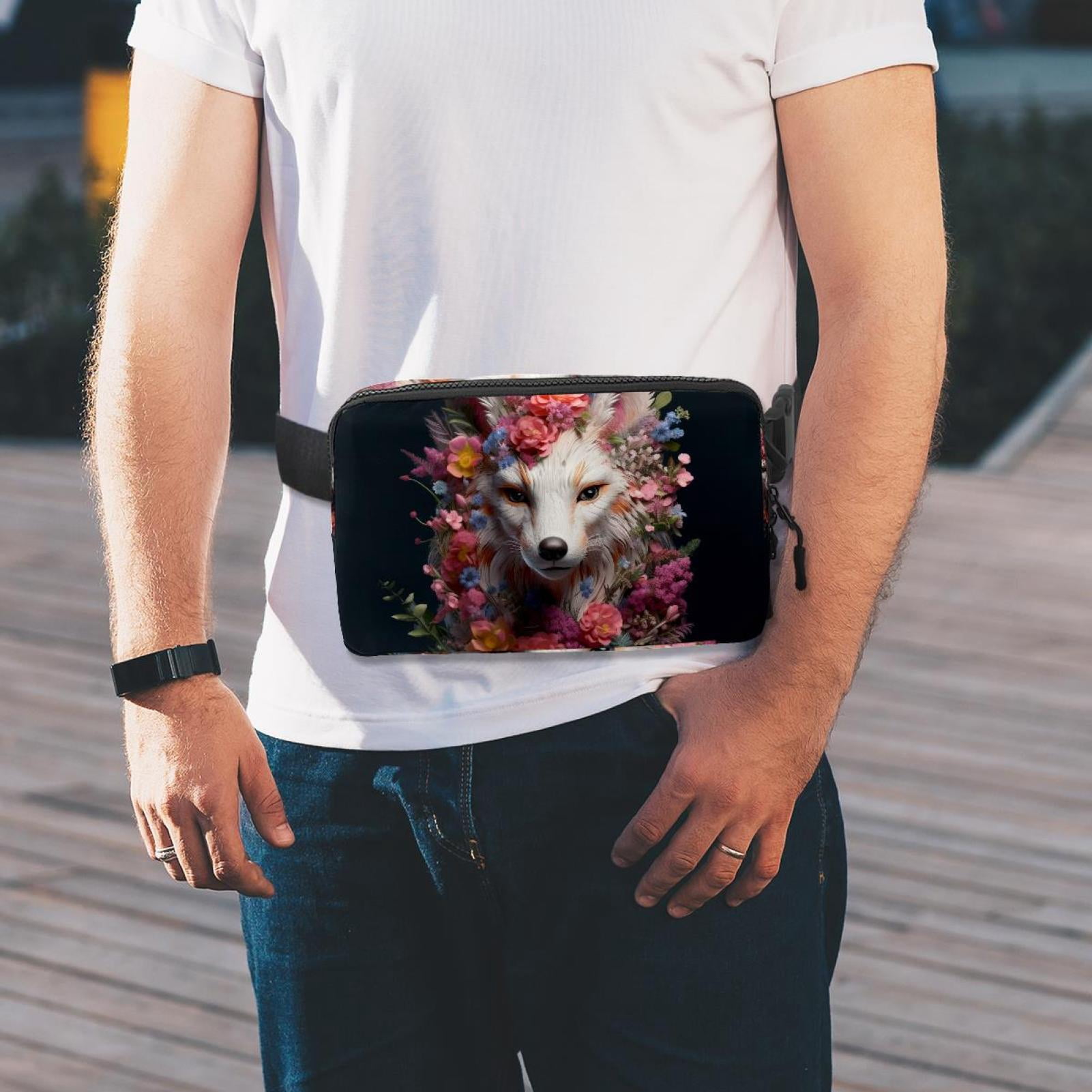 Floral Lightweight Adjustable Fanny Bag Running Belt Waist Pack with Extension Strap Unisex