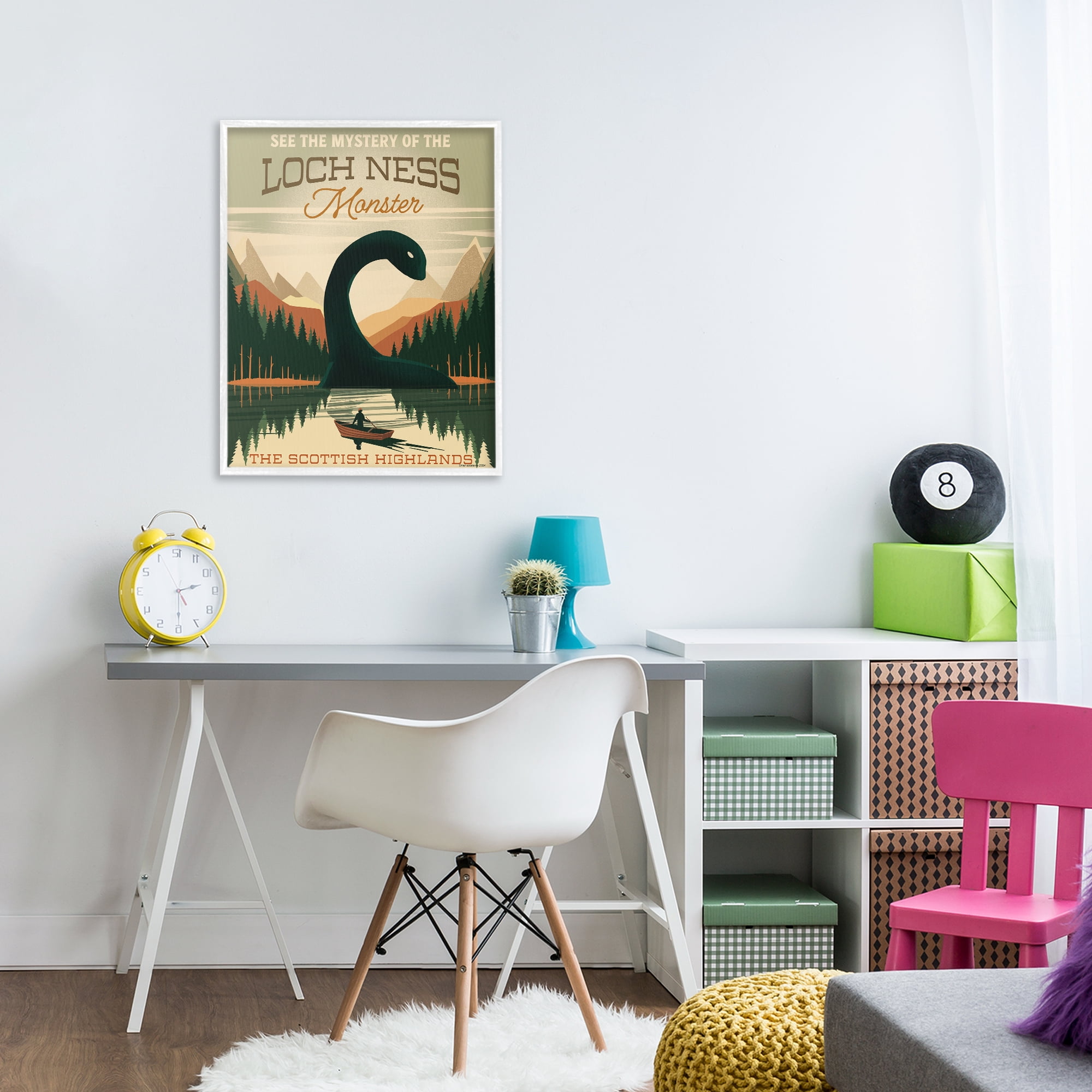 Stupell Industries Folklore Monster Tourism White Framed Giclee Art, design by Omar Escalante